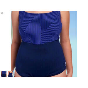 TYR Scoop Neck Control Fit Blue/black SZ 22W Piece Bathing Suit NWT